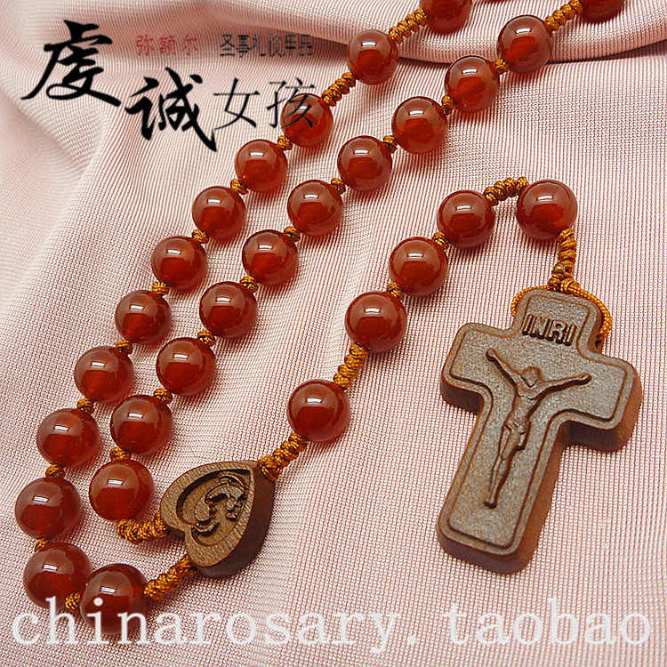 [ w45-1 ]Cross Necklace Catholic church rose beads Jujube natural Brazil Red agate 8mmin the Accessories/Fashion Jewelry, Necklace  category - from Buy2taobao.com to provide professional Taobao agent buy service