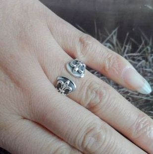 泰银 925纯银 曼谷 手工 简约十字军花好运活口精品戒指 男女