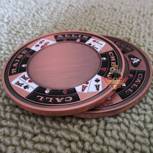 【闲趣坊】金属压牌片 德州扑克礼品 纪念品 红铜 JY209