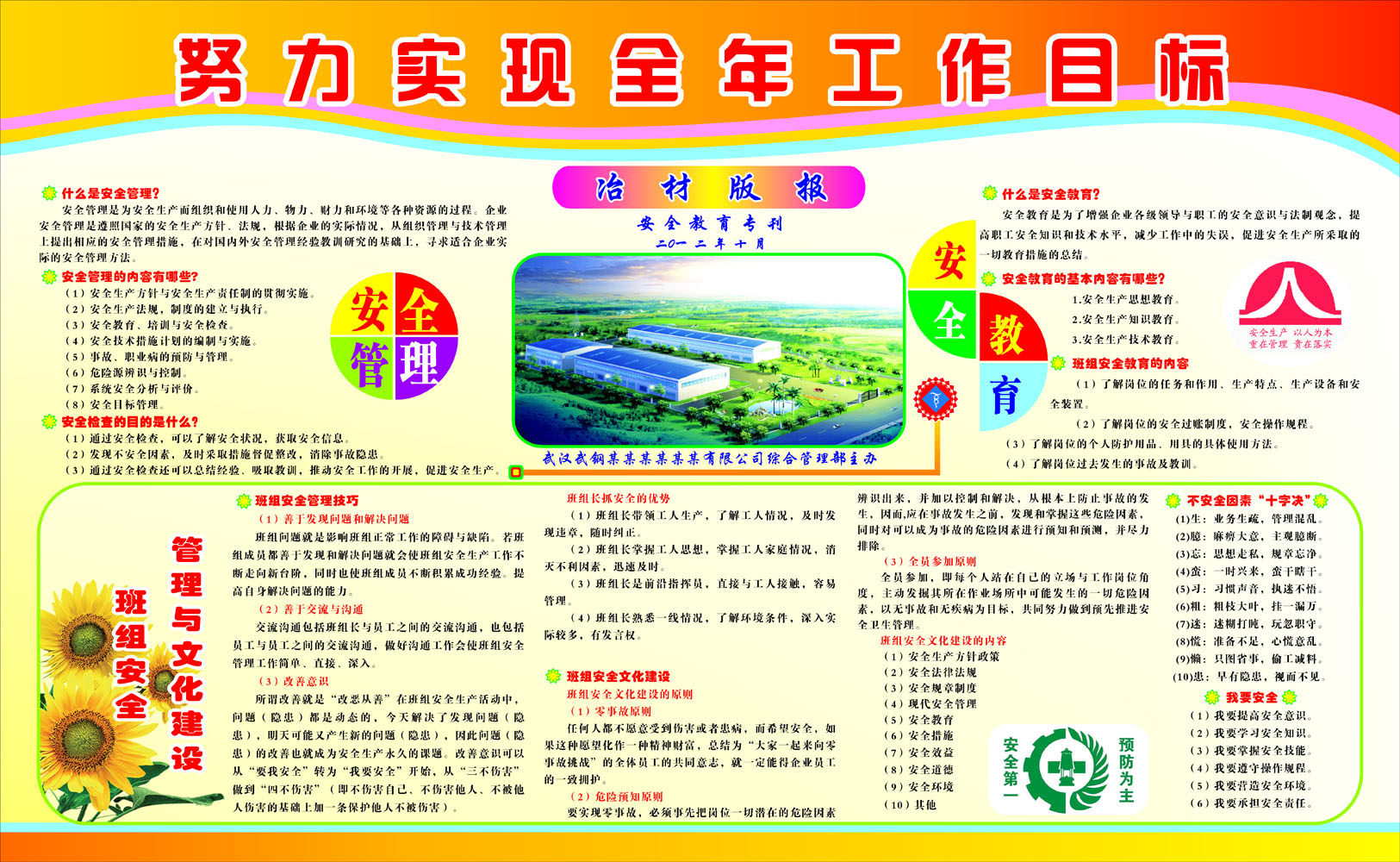 578海报印制海报展板素材172努力实现全年工作目标安全管理教育