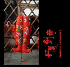 东北大花布双鱼挂饰(红)--花布鱼(大)