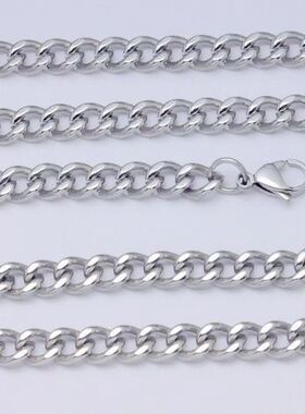 水波纹男士不褪色不锈钢项链