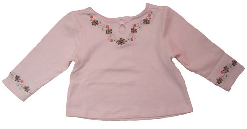 乐天baby*外贸vitamin 1-4岁女童粉色全棉长袖t恤