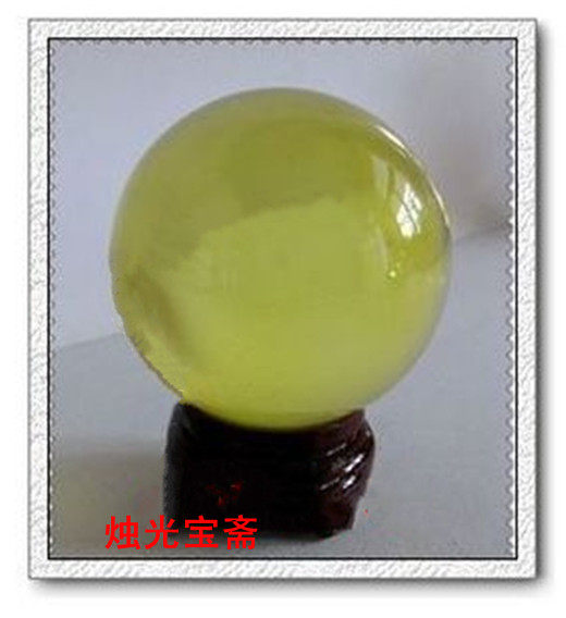 水晶球直径8厘米招财摆件黄色
