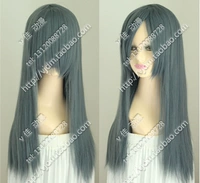 Màu xanh xám xanh dài 60cm tóc thẳng dài tóc phổ quát khuôn mặt bình thường hộp đêm anime cosplay tóc giả - Cosplay đồ ngủ cosplay nữ sinh