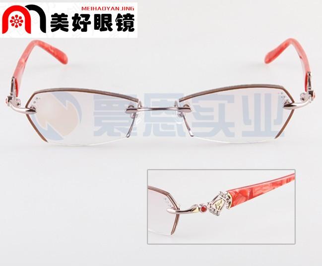魅影韩国无框切边镶钻近视眼镜