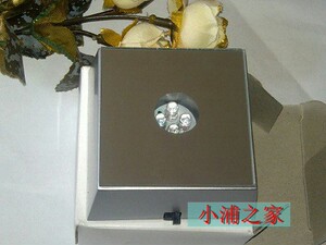 LED方形电子灯座水晶底座镜面发光七彩玻璃水母玉器摆件饰品