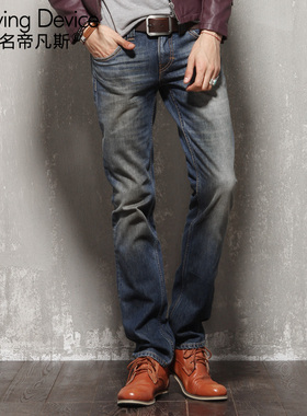 2026新款春夏中腰无弹直筒修身复古牛仔裤男款美式蓝色休闲裤