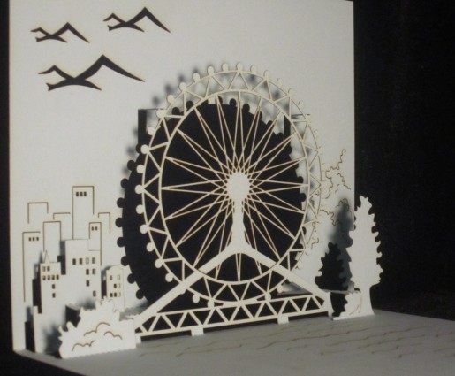 立构作业素材天津之眼摩天轮建筑纸模型折剪纸手工艺设计定制图纸