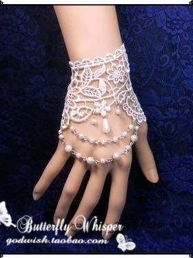 『Autumn Tears』唯美欧洲复古lolita华丽串珠婚礼白色宽蕾丝手链