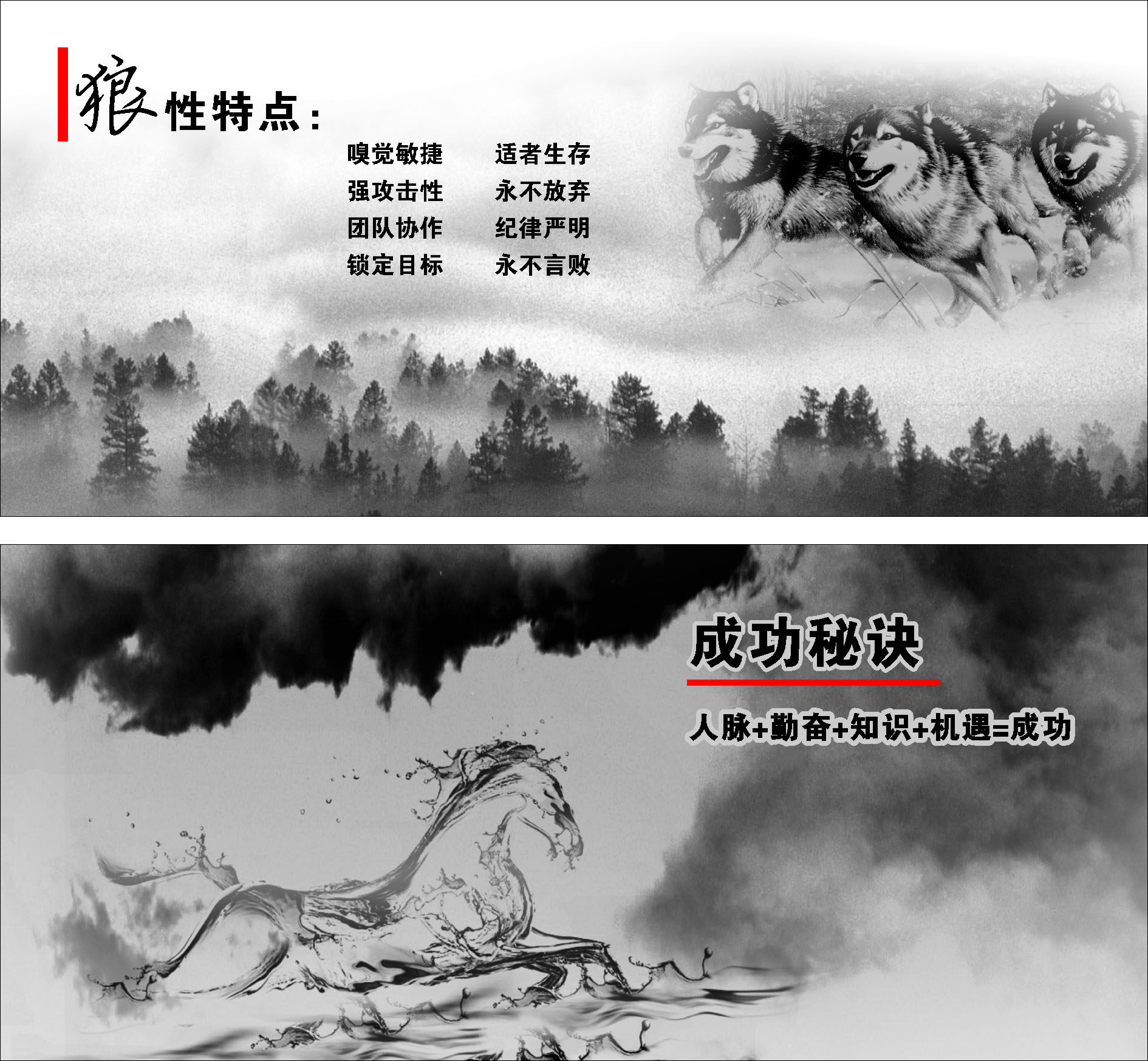 海报印制544展板素材201企业文化标语成功秘诀和狼性特点设计