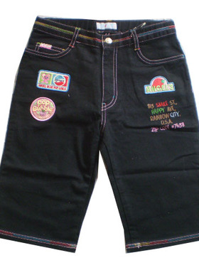 ANGE* BLU*黑色贴布绣中裤160