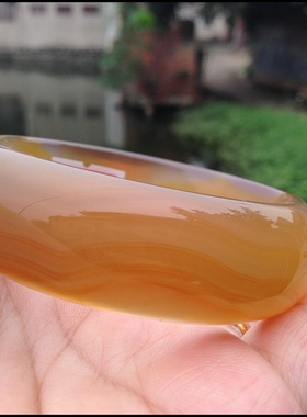 巴西天然无烤蜜糖缠丝玛瑙手镯加宽加厚水润圆滑女厦门原矿126