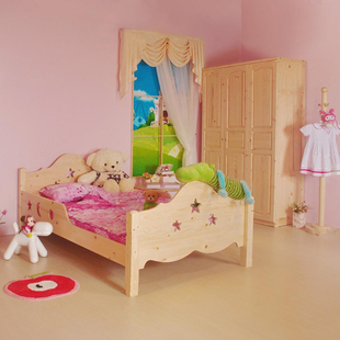 可定制 儿童床男孩女孩实木单人床 1.2米儿童床 松木床1米 环保