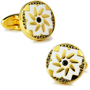 斯巴达 黄金漩涡 18K镀金 复古 袖扣 叠袖法式  袖钉男士 袖口