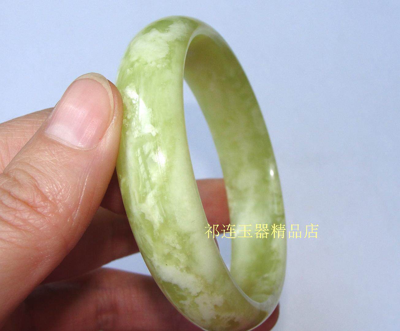 祁连玉器精品手镯 彩玉手镯 纯天然黄玉手镯  情人节礼物黄玉镯子