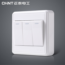 Выключатель одноклавишный 正泰电工 new1c 明装开关插座 三联三开单控开关面板
