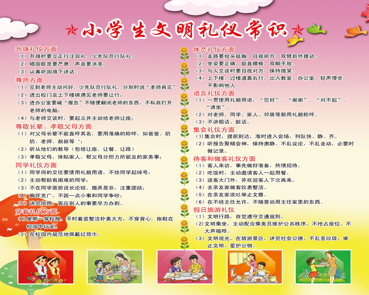 海报印制667展板素材548小学生文明礼仪常识