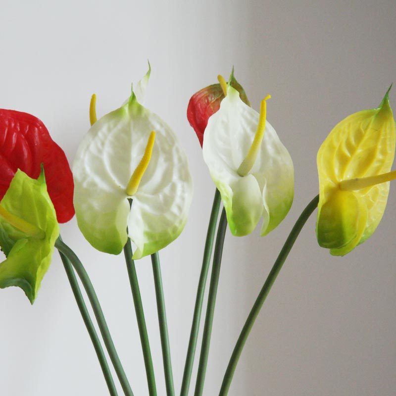 lmdec仿真花pu软胶红掌 鹅掌红 多色 仿真植物 玻璃瓶装饰假花