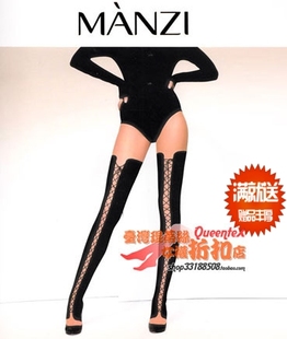 曼姿假高筒连裤 袜春秋性感提花天鹅绒潮流假长筒袜丝袜袜子女6840
