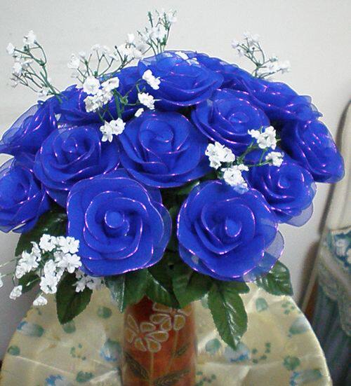 丝网花/仿真花成品/蓝色妖姬