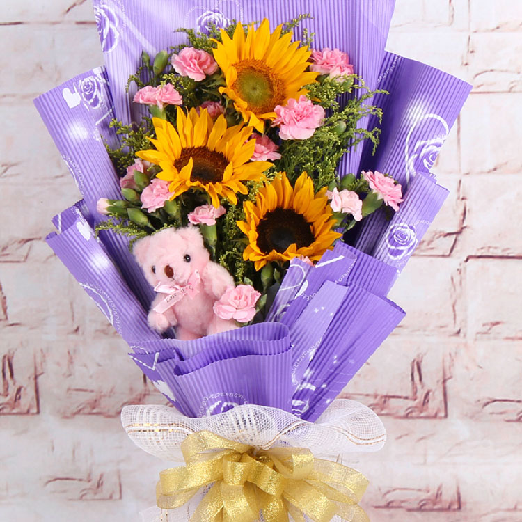 Changchun Father's Day 3 Sunflower Flower express Jilin flower Hefei Dalian Shenyang Xiamen Siping flowerin the Flower delivery/Flowers simulation/Plants gardening , Flower delivery(City)  category - from Buy2taobao.com to provide professional Taobao agent buy service
