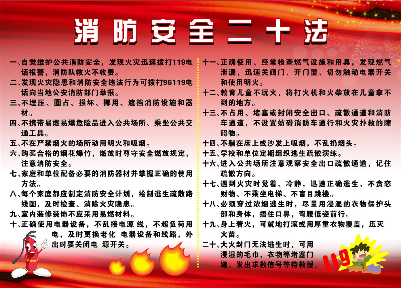 608海报印制海报展板素材700消防安全二十法