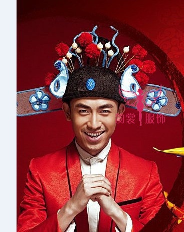 男士古装帽 古代状*元帽 结婚新郎帽子 影楼摄影个人写真婚庆头饰