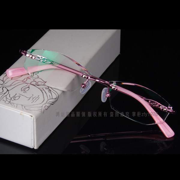 定制超轻合金钻石切边眼镜架 镶钻无框眼镜近视眼镜框 女款330