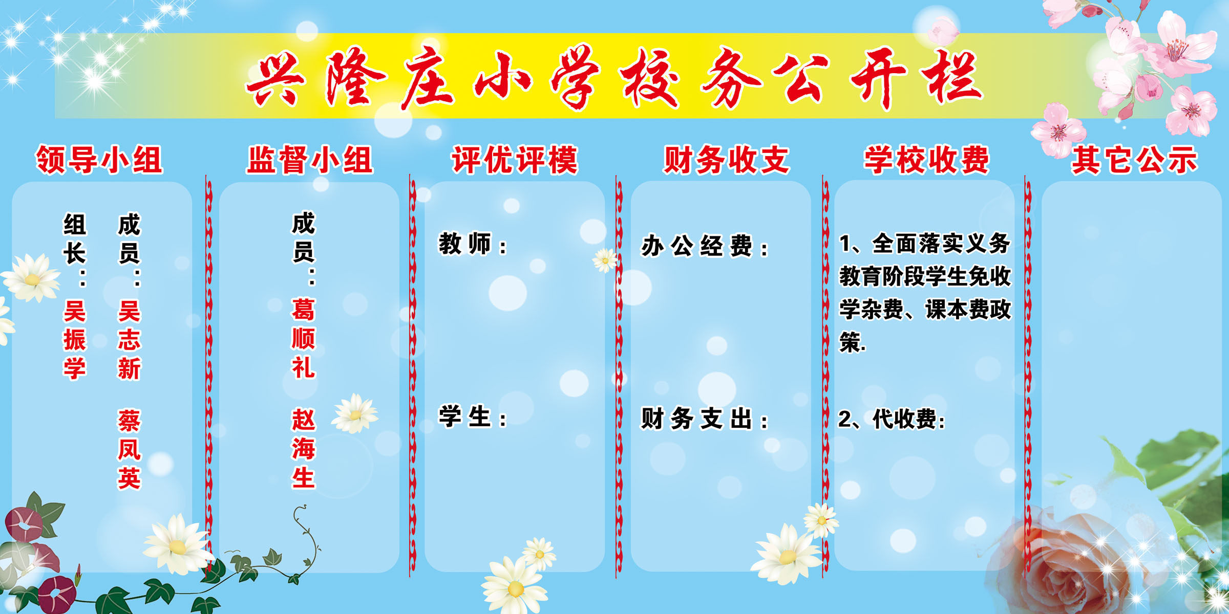 596海报印制海报展板素材527小学校务公示开栏