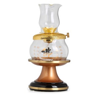 特价精品佛具 佛前供灯纯铜底座玻璃油灯 莲花供灯供佛油灯批 发