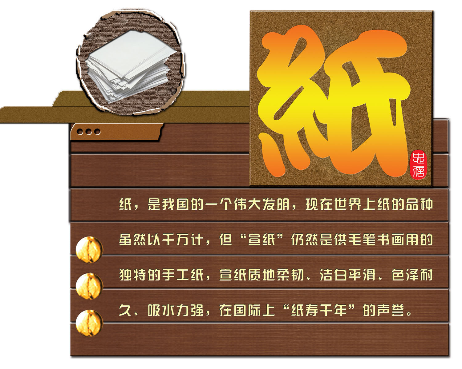 587海报印制海报展板素材663琴棋书画笔墨纸砚国学之纸起源