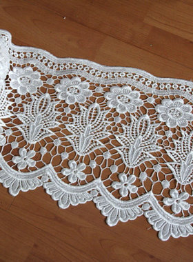 特价44期37 客供 宫廷花帘 白色丝线编织水溶花边29cm宽19.8元1米