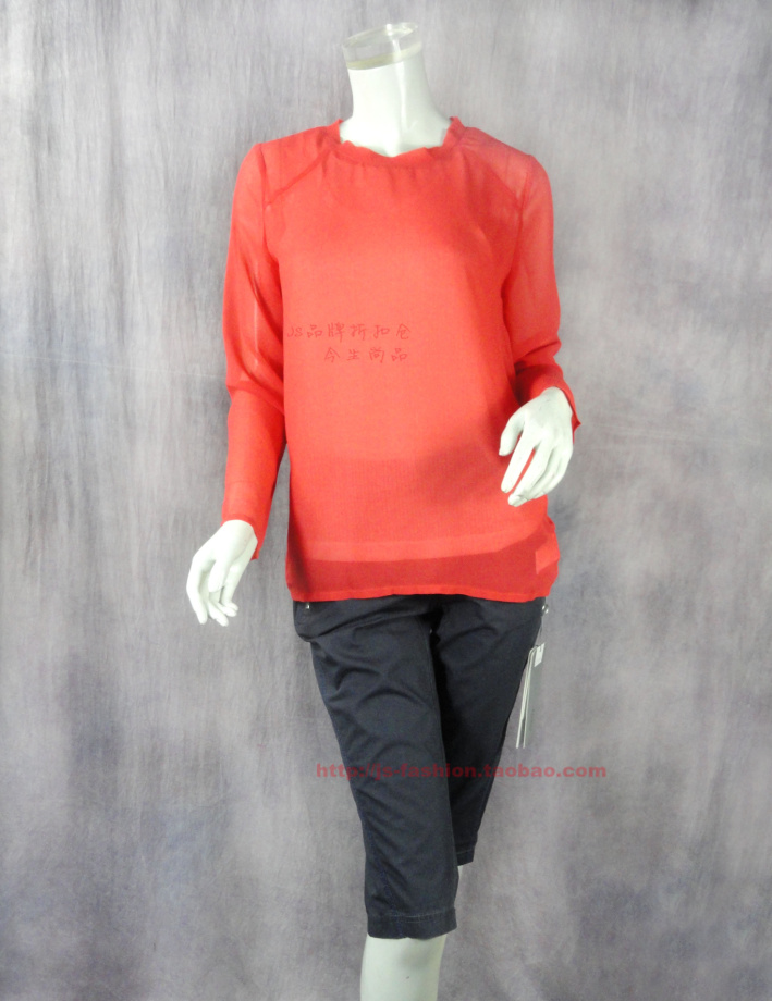 专柜正品女夏长袖雪纺衫开襟上衣