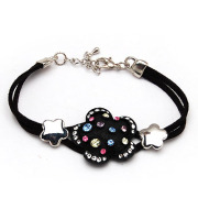 Smiling post colorful plum blossom rhinestone Crystal alloy Bangle hand chain Korean jewelry women