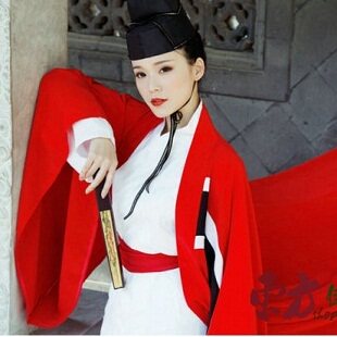 包邮新款影视笑傲江湖东方不败古装服装红色大侠演出服装男女装