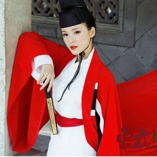 包邮新款影视笑傲江湖东方不败古装服装红色大侠演出服装男女装