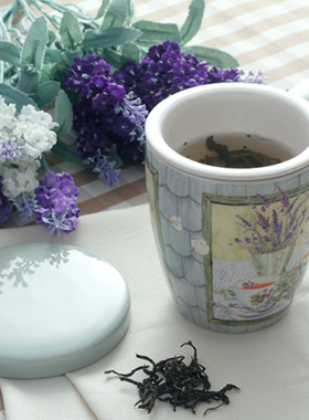 品牌原单 美国乡村风格花茶杯陶瓷马克杯水杯（配盖配滤网）