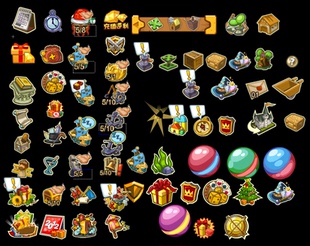 falsh 矢量游戏 图标 icon 房子卷轴 宝箱魔法帽木箱日历源文件