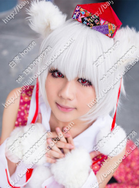 cosplay假发 东方Project 犬走椛 白色收脸BOBO短发 高温丝假发
