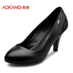 Aokang shoes with genuine new trend of real cowhide light women's shoes high heel rhinestones toe shoes