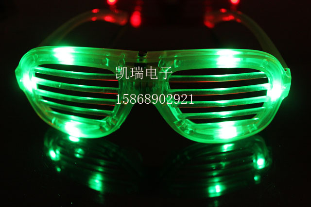 0100 六灯百叶窗闪光眼镜 发光眼镜 酒吧迪吧化妆舞派对用品