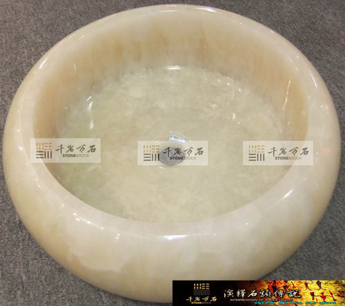 时尚卫浴天然大理石材面盆洗浴盆洗脸盆洗手池冰花玉石台上盆 - 封面