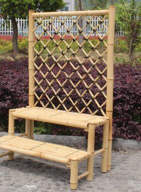 中号多层原竹白竹花架落地置物网格竹制手工创意阳台田园花架花台