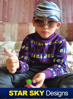 星曌●秋冬季韩版时尚黑灰白色丝巾儿童防风包头巾围巾围脖SJ1810