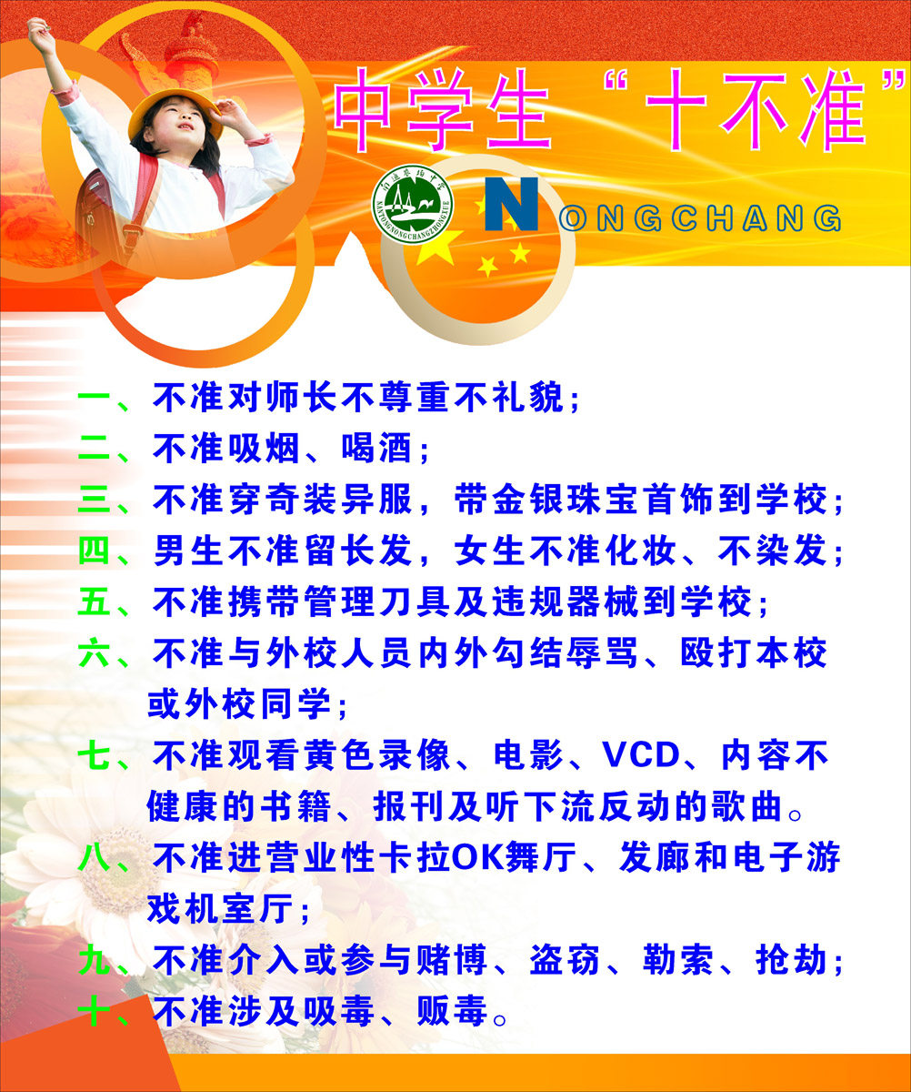 20素材中学海报展板墙画壁画写真喷绘75中学生十不准海报印制