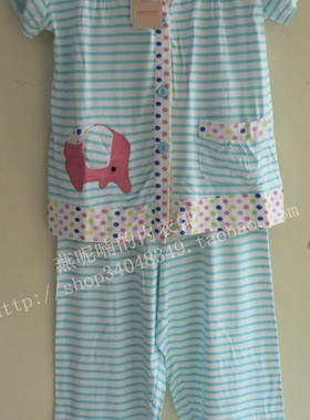 正品久岁伴睡衣 亲子莫代尔女童少女短袖长裤睡衣家居服套装20818