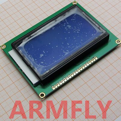 带中文字库12864液晶屏蓝屏LCD LCM串口并口可选ST7920控制5V