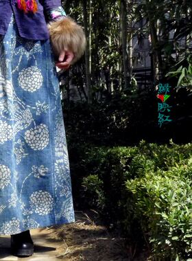 弄清影，老蜡染莨绸半身长裙 孤品 原创