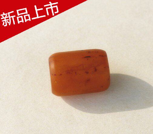 天然琥珀西藏深红皮古董风化纹老蜜蜡大桶单珠带证书专享特价4